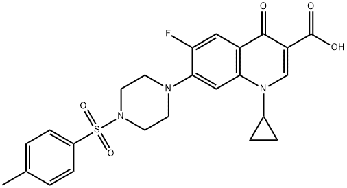3-Quinolinecarboxylic acid, 1-cyclopropyl-6-fluoro-1,4-dihydro-7-[4-[(4-Methylphenyl)sulfonyl]-1-piperazinyl]-4-oxo- Struktur