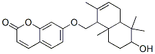 (-)-7-[(1,4,4a,5,6,7,8,8a-Octahydro-6-hydroxy-2,5,5,8a-tetramethylnaphthalen-1-yl)methoxy]-2H-1-benzopyran-2-one Struktur
