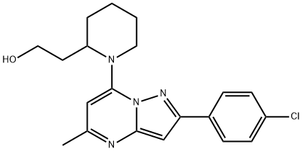2-(1-(2-(4-CHLOROPHENYL)-5-METHYLPYRAZOLO[1,5-A]PYRIMIDIN-7-YL)PIPERIDIN-2-YL)ETHANOL, 841253-81-4, 結(jié)構(gòu)式