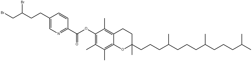 [2,5,7,8-tetramethyl-2-(4,8,12-trimethyltridecyl)chroman-6-yl] 5-(3,4- dibromobutyl)pyridine-2-carboxylate Structure