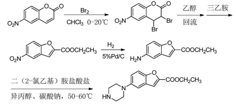 維拉佐酮中間體5-(哌嗪-1-基)苯并呋喃-2-羧酸乙酯的一種制備方法
