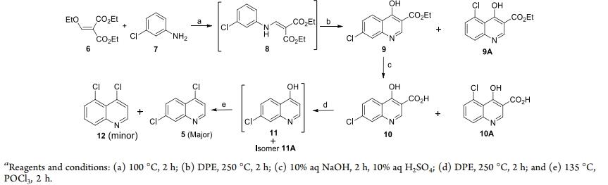 Scheme 1. Synthesis of 4,7-Dichloroquinoline (5).png