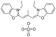 1-ETHYL-2-(2-METHYL-3-(1-ETHYL-1,3-BENZOXAZOLIN-2-YLIDEN)-PROP-1-EN-1-YL)-1,3-BENZOXAZOLIUM-PERCHLORATE Struktur