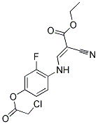 ETHYL 3-(4-[(2-CHLOROACETYL)OXY]-2-FLUOROANILINO)-2-CYANOACRYLATE Structure