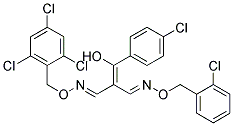 2-[(4-CHLOROPHENYL)(HYDROXY)METHYLENE]MALONALDEHYDE 1-[O-(2-CHLOROBENZYL)OXIME] 3-[O-(2,4,6-TRICHLOROBENZYL)OXIME] Struktur