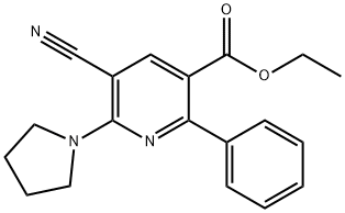 ETHYL 5-CYANO-2-PHENYL-6-(1-PYRROLIDINYL)NICOTINATE Structure