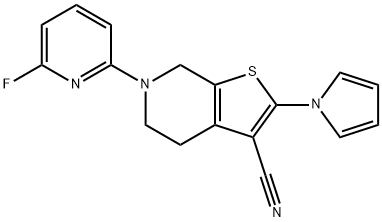 6-(6-FLUORO-2-PYRIDINYL)-2-(1H-PYRROL-1-YL)-4,5,6,7-TETRAHYDROTHIENO[2,3-C]PYRIDINE-3-CARBONITRILE Struktur