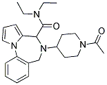 5-(1-ACETYLPIPERIDIN-4-YL)-N,N-DIETHYL-5,6-DIHYDRO-(4H)-PYRROLO[1,2-A](1,4)BENZODIAZEPIN-4-CARBOXAMIDE Struktur