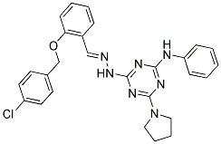 (E)-4-(2-(2-(4-CHLOROBENZYLOXY)BENZYLIDENE)HYDRAZINYL)-N-PHENYL-6-(PYRROLIDIN-1-YL)-1,3,5-TRIAZIN-2-AMINE