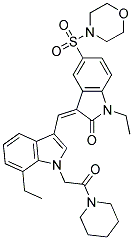 (Z)-1-ETHYL-3-((7-ETHYL-1-(2-OXO-2-(PIPERIDIN-1-YL)ETHYL)-1H-INDOL-3-YL)METHYLENE)-5-(MORPHOLINOSULFONYL)INDOLIN-2-ONE