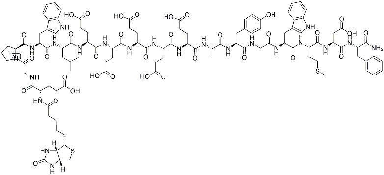 BIOTINYL-(GLU1)-GASTRIN I (HUMAN)|BIOTIN-GLU-GLY-PRO-TRP-LEU-GLU-GLU-GLU-GLU-GLU-ALA-TYR-GLY-TRP-MET-ASP-PHE-NH2