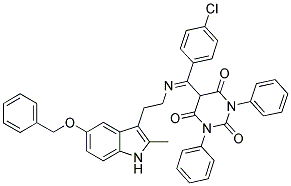(E)-5-((2-(5-(BENZYLOXY)-2-METHYL-1H-INDOL-3-YL)ETHYLIMINO)(4-CHLOROPHENYL)METHYL)-1,3-DIPHENYLPYRIMIDINE-2,4,6(1H,3H,5H)-TRIONE Struktur
