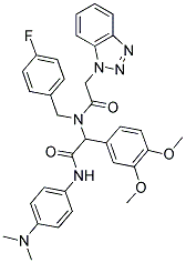 2-(2-(1H-BENZO[D][1,2,3]TRIAZOL-1-YL)-N-(4-FLUOROBENZYL)ACETAMIDO)-2-(3,4-DIMETHOXYPHENYL)-N-(4-(DIMETHYLAMINO)PHENYL)ACETAMIDE Struktur