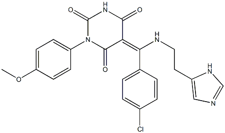 5-((E)-(4-CHLOROPHENYL){[2-(1H-IMIDAZOL-5-YL)ETHYL]AMINO}METHYLIDENE)-1-(4-METHOXYPHENYL)-2,4,6(1H,3H,5H)-PYRIMIDINETRIONE