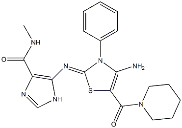 5-{[4-AMINO-3-PHENYL-5-(1-PIPERIDINYLCARBONYL)-1,3-THIAZOL-2(3H)-YLIDENE]AMINO}-N-METHYL-1H-IMIDAZOLE-4-CARBOXAMIDE Structure