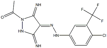 (4E)-1-ACETYL-3,5-DIIMINOPYRAZOLIDIN-4-ONE [4-CHLORO-3-(TRIFLUOROMETHYL)PHENYL]HYDRAZONE Struktur