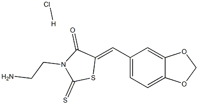 (5E)-3-(2-AMINOETHYL)-5-(1,3-BENZODIOXOL-5-YLMETHYLENE)-2-THIOXO-1,3-THIAZOLIDIN-4-ONE HYDROCHLORIDE Struktur